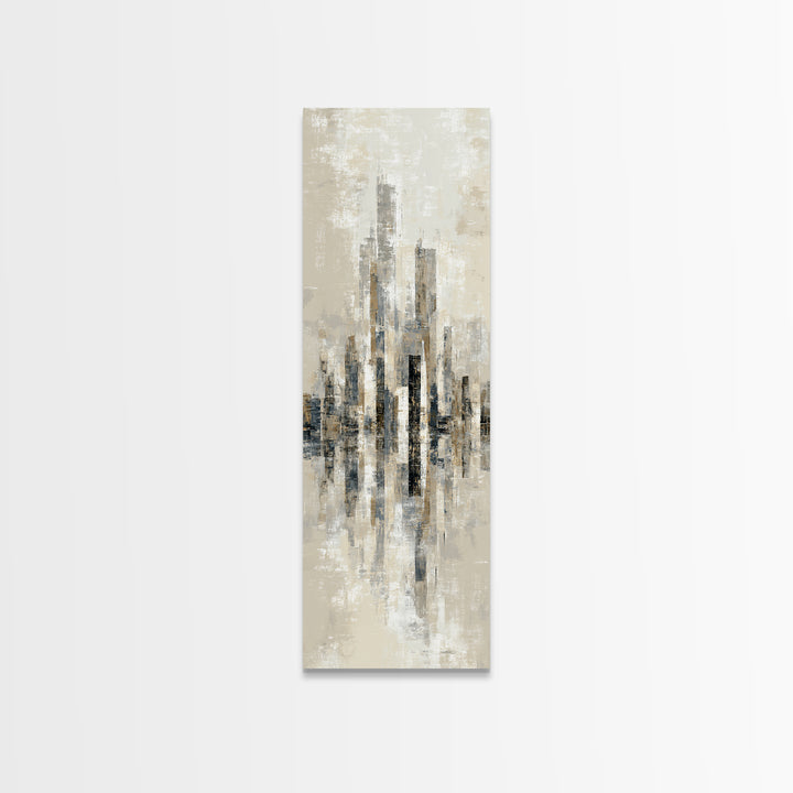 Quiet City Skyline Reduced to Elegant Shapes Canvas Print, Above Sofa Art, Coastal Decor, Living Room Decor, Statement, ASA-1x3-82