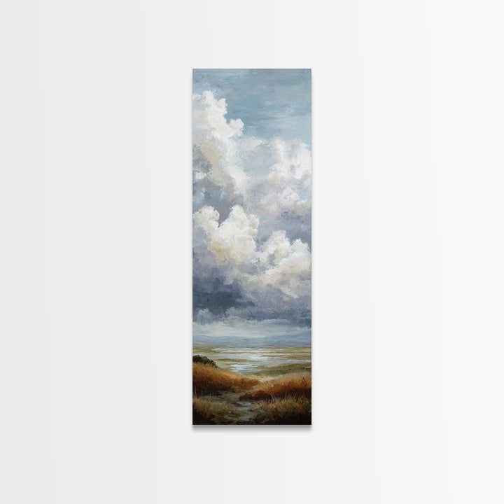 Dramatic Cloudscape over a Distant Valley Canvas Print, Above Sofa Art, Horizontal Wall Art, Living Room Decor, Statement, ASA-1x3-89