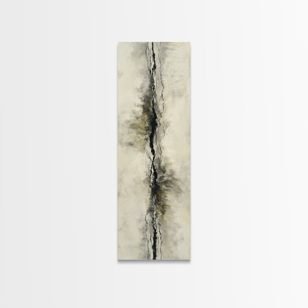Minimal Black Ink Composition Framed Canvas Print, Above Sofa Art, Farmhouse Decor, Living Room Decor, Fine Art, Statement, ASA-1x3-92