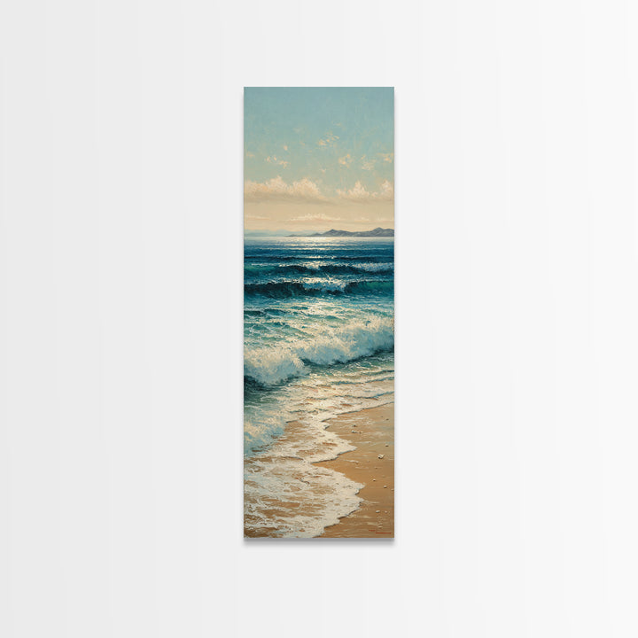 Moody Seascape at Twilight Framed Canvas Print, Above Sofa Art, Living Room Decor, Abstract Art, Statement 396, Set of Prints, ASA-1x3-96