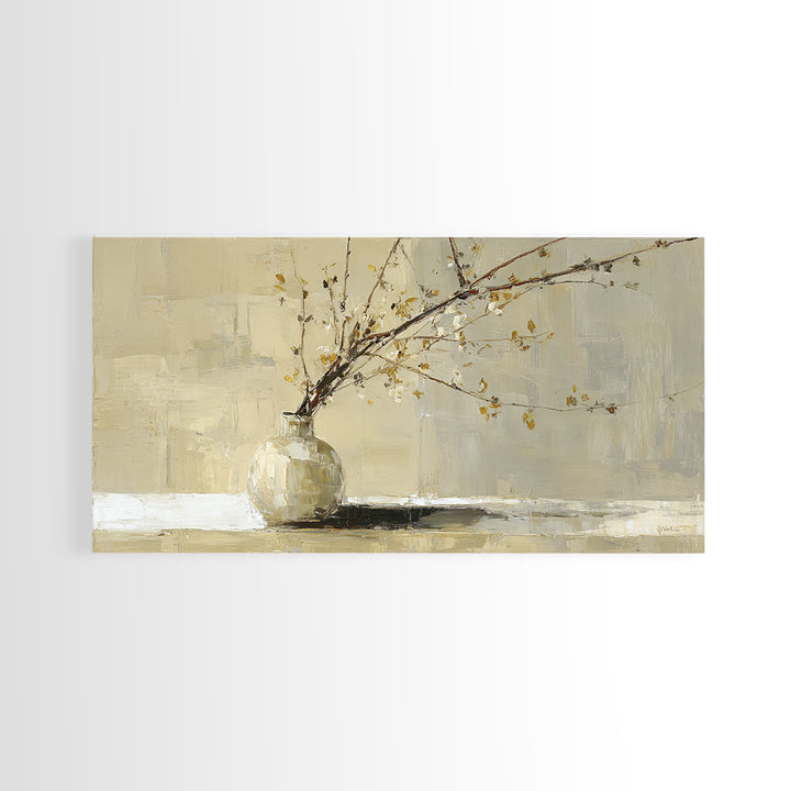 Large Neutral Still Life Framed Canvas Print, Above Sofa Art, Fine Art Print, Living Room Decor, Watercolor Art, Statement, ASA-2x1-10