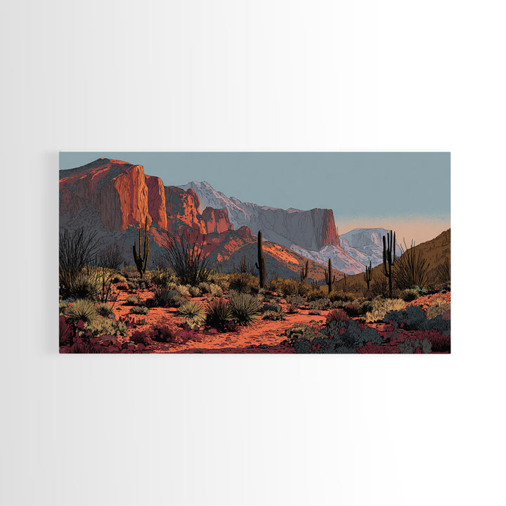 Desert Mesa Panorama Framed Canvas Print, Above Sofa Art, Modern Decor, Living Room Decor, Fine Art, Statement, Home Decor, ASA-2x1-16