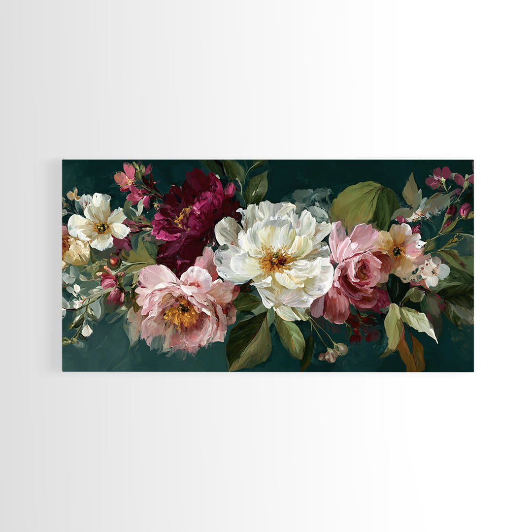 Large Expressive Floral Bouquet Canvas Print, Above Sofa Art, Neutral Decor, Living Room Decor, Fine Art, Statement, Wall Art, ASA-2x1-26