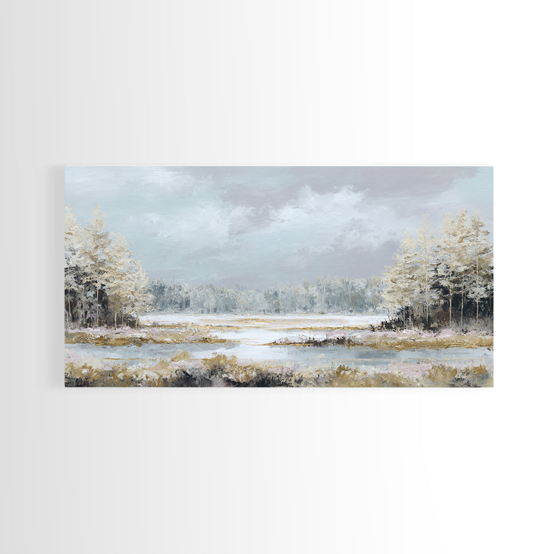 Modern Scandinavian Forest Framed Canvas Print, Above Sofa Art, Art Print, Living Room Decor, Statement, Textured Wall Art, ASA-2x1-35