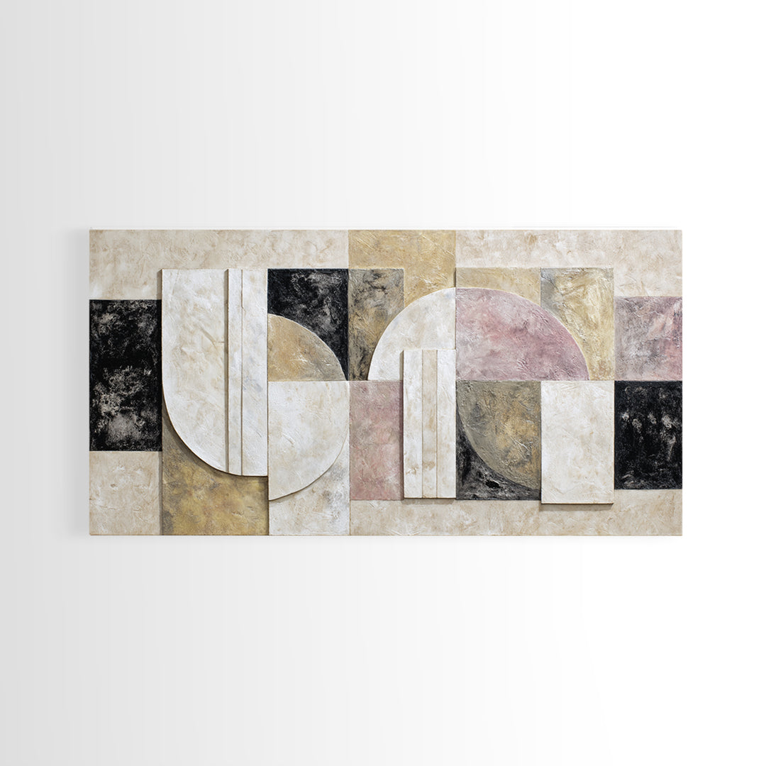 Luxury Monochrome Stone Composition Canvas Print, Above Sofa Art, Home Decor, Living Room Decor, Oil Painting, Statement, ASA-2x1-39