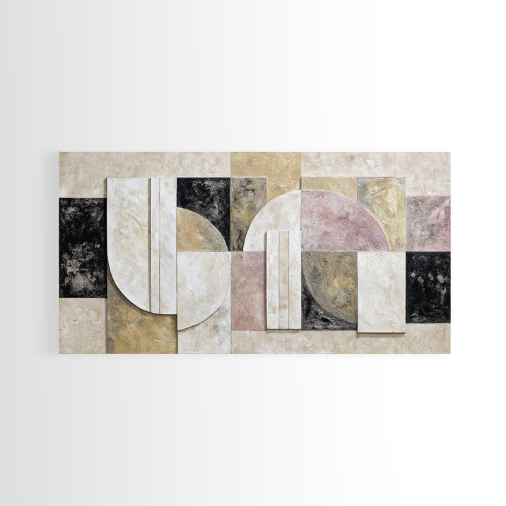 Luxury Monochrome Stone Composition Canvas Print, Above Sofa Art, Home Decor, Living Room Decor, Oil Painting, Statement, ASA-2x1-39