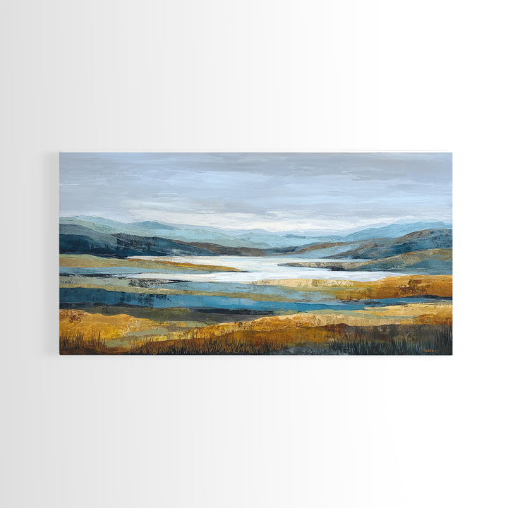 Oversized Abstract Landscape Framed Canvas Print, Above Sofa Art, Contemporary Art, Living Room Decor, Oil Painting, Statement, ASA-2x1-45