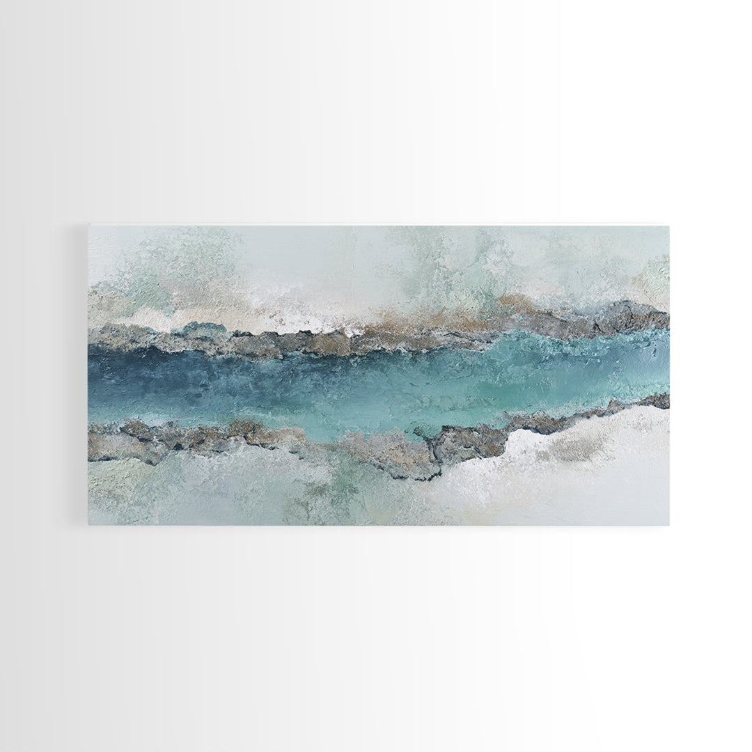 Panoramic Coastal Shoreline from an Aerial View Canvas Print, Above Sofa Art, Living Room Decor, Fine Art, Statement, ASA-2x1-47
