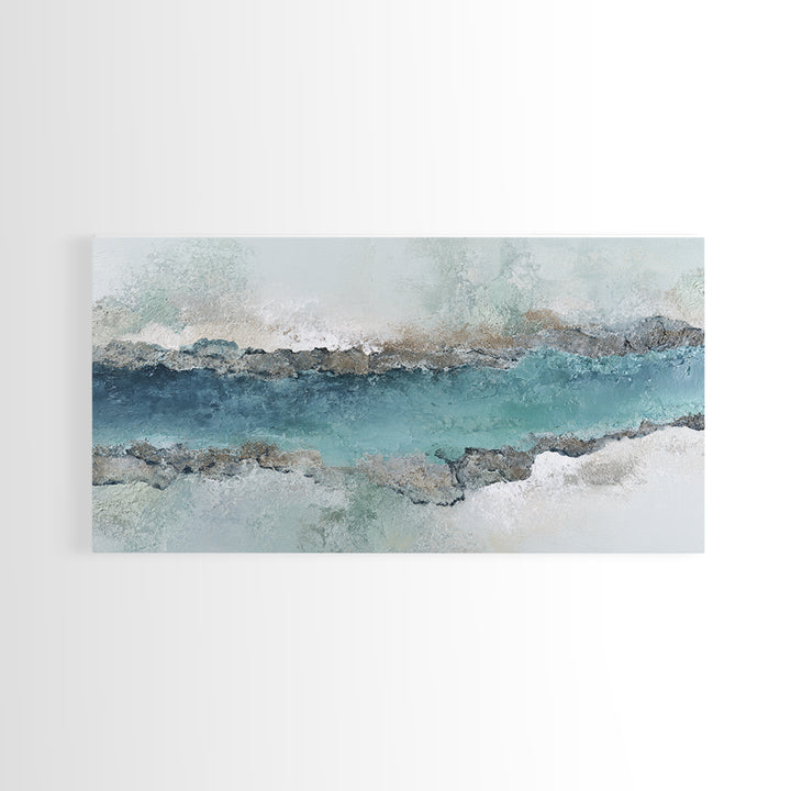Panoramic Coastal Shoreline from an Aerial View Canvas Print, Above Sofa Art, Living Room Decor, Fine Art, Statement, ASA-2x1-47