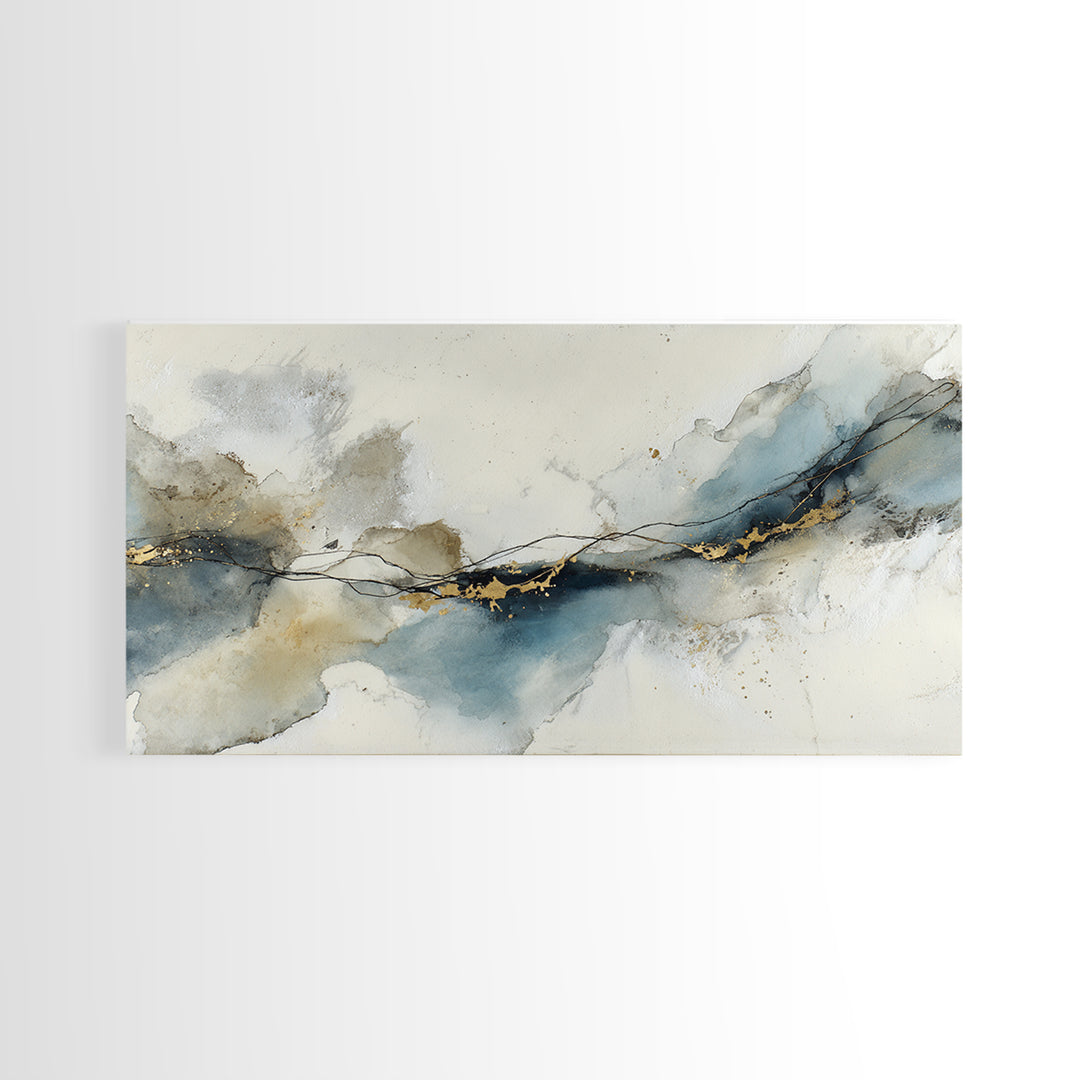 Minimal Black Ink Composition Canvas Print, Above Sofa Art, Mid Century Modern, Living Room Decor, Fine Art, Statement, ASA-2x1-52