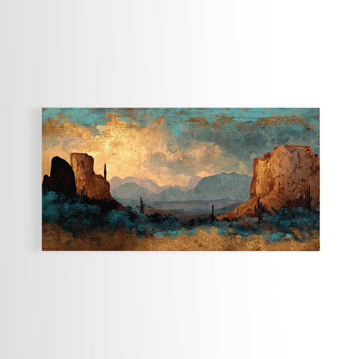 Desert Mesa Panorama Canvas Print, Above Sofa Art, Canvas Wall Art, Living Room Decor, Oil Painting, Statement, ASA-2x1-64
