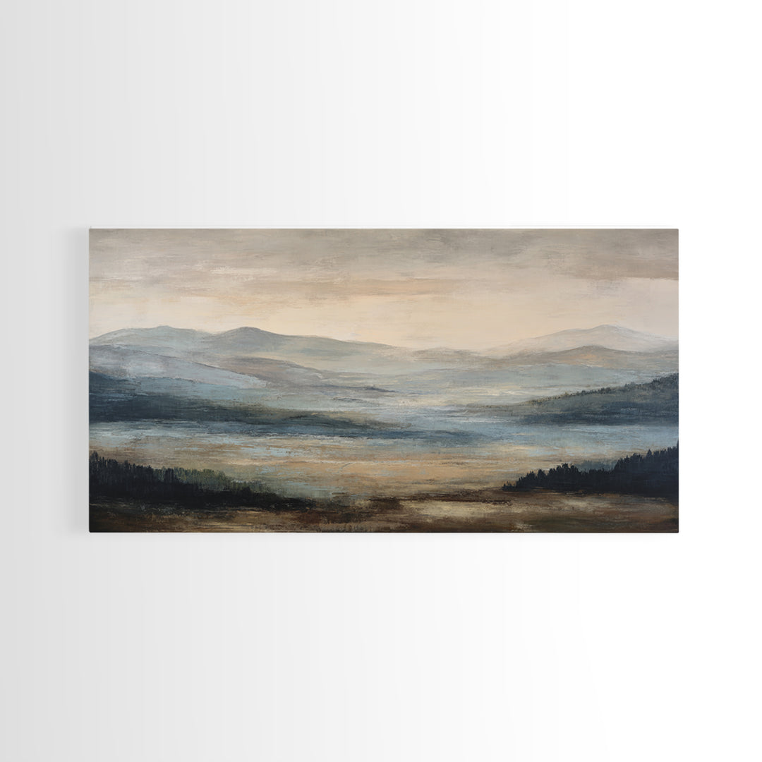 Oversized Abstract Landscape Canvas Print, Above Sofa Art, Framed Wall Art, Living Room Decor, Statement, Living Room Wall Art, ASA-2x1-69