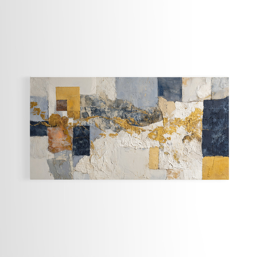 Textured Plaster Abstract Framed Canvas Print, Above Sofa Art, Contemporary Art, Living Room Decor, Abstract Art, Statement, ASA-2x1-7