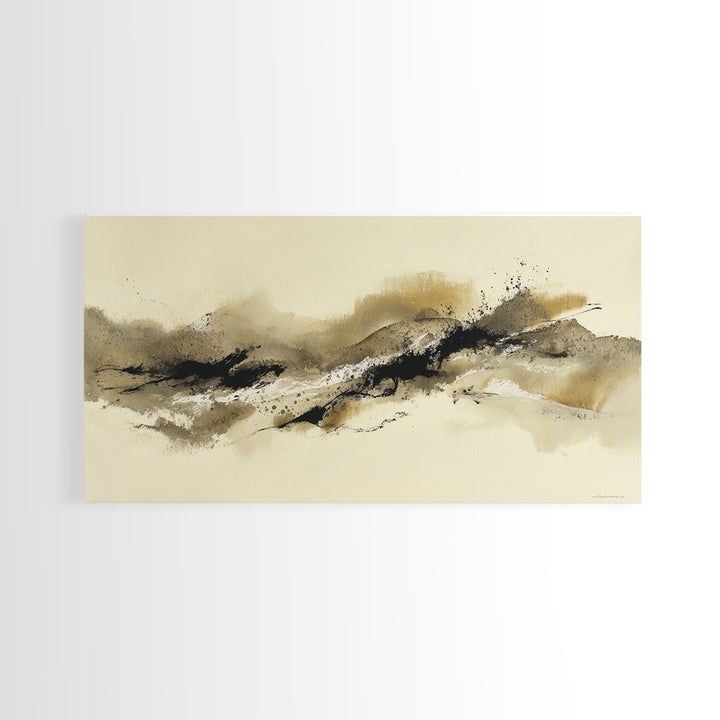 Minimal Black Ink Composition Canvas Print, Above Sofa Art, Wall Art Print, Living Room Decor, Fine Art, Statement, Modern Art, ASA-2x1-76