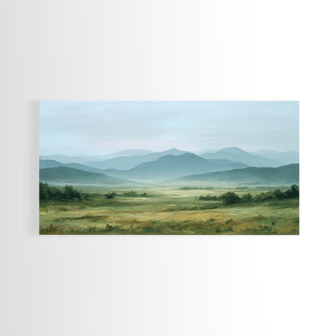 Wide Olive and Beige Meadow Panorama Canvas Print, Above Sofa Art, Art Print, Living Room Decor, Fine Art, Statement, ASA-2x1-78