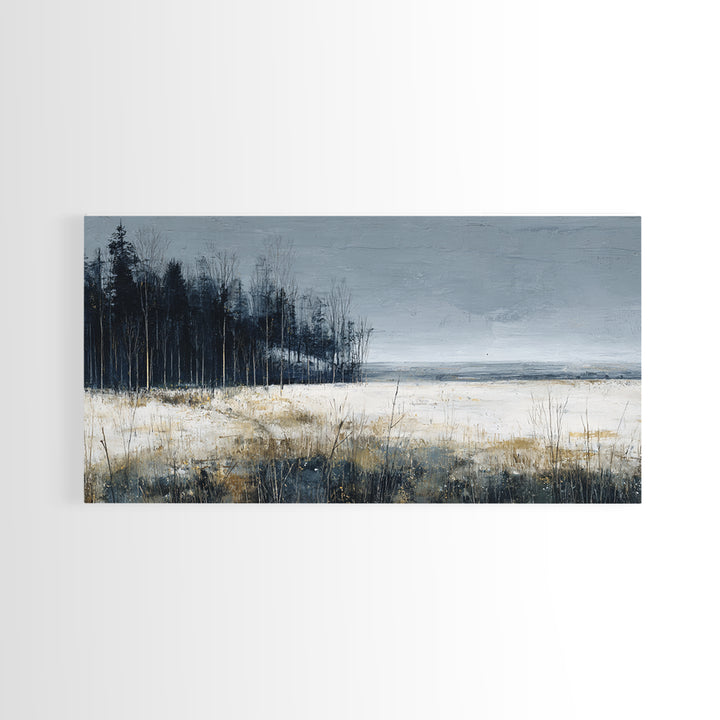Modern Scandinavian Forest Framed Canvas Print, Above Sofa Art, Room Decor, Living Room Decor, Oil Painting, Statement, ASA-2x1-83