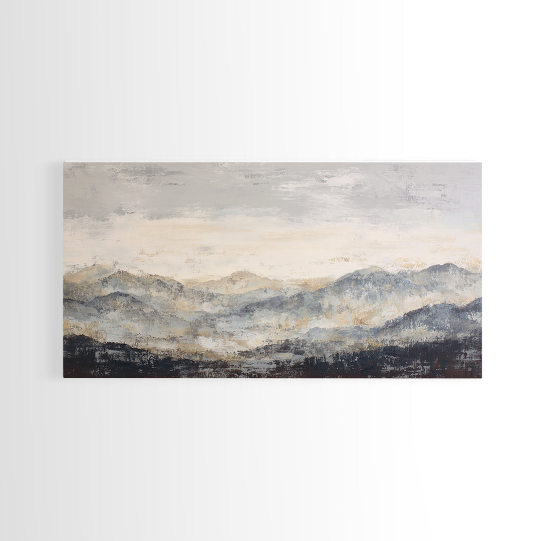 Sunlit Rolling Hills Framed Canvas Print, Above Sofa Art, Mid Century Modern, Living Room Decor, Fine Art, Statement, ASA-2x1-85