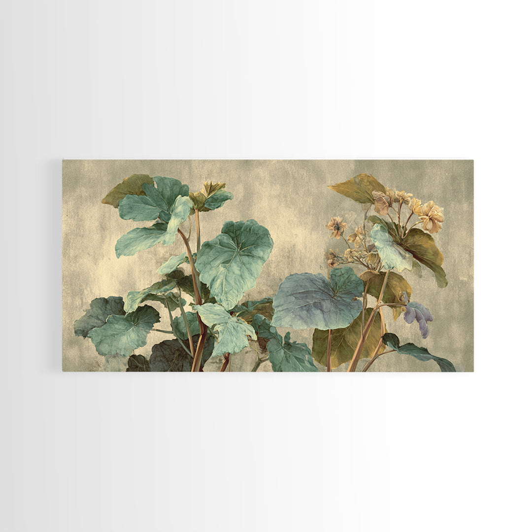 Large Botanical Leaves Canvas Print, Above Sofa Art, Living Room Decor, Oil Painting, Statement 189, Set of Wall Art, ASA-2x1-89