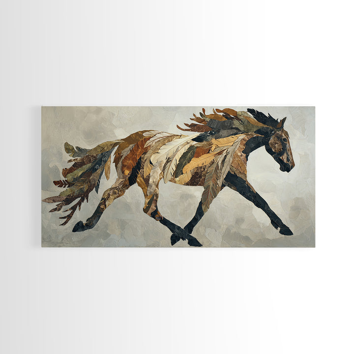 Statement Horse Silhouette Framed Canvas Print, Above Sofa Art, Statement Artwork, Living Room Decor, Fine Art, Statement, ASA-2x1-9