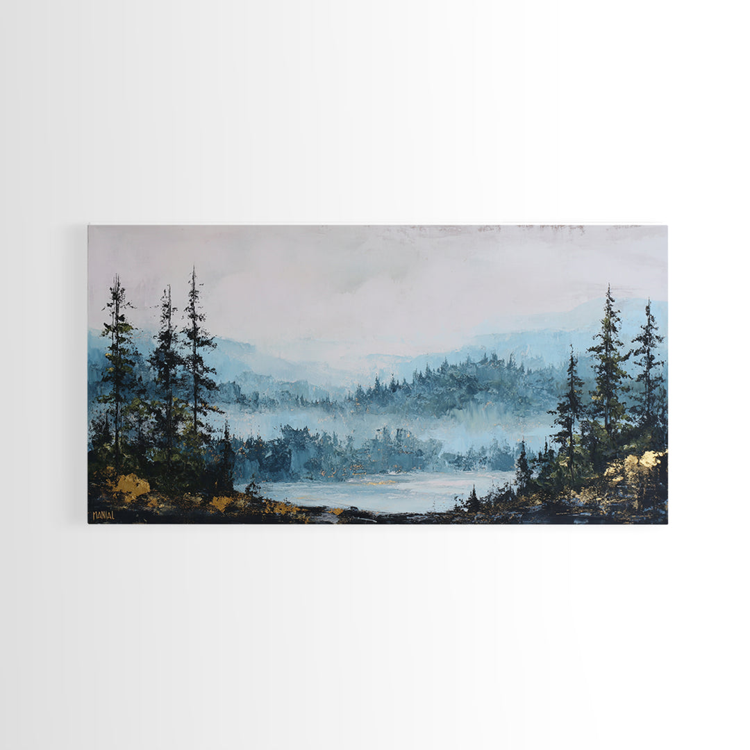 Gallery Style Landscape with Expansive Negative Space Canvas Print, Above Sofa Art, Horizontal Wall Art, Living Room Decor, ASA-2x1-92