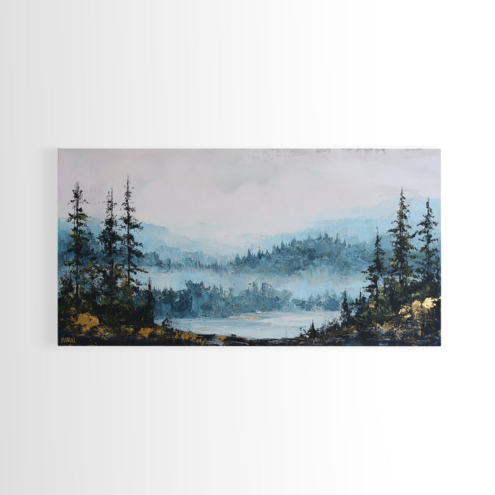 Gallery Style Landscape with Expansive Negative Space Canvas Print, Above Sofa Art, Horizontal Wall Art, Living Room Decor, ASA-2x1-92