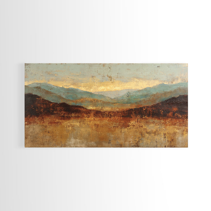 Abstract Canyon Landscape Framed Canvas Print, Above Sofa Art, Frame Tv Art, Living Room Decor, Statement, Coastal Wall Art, ASA-2x1-99
