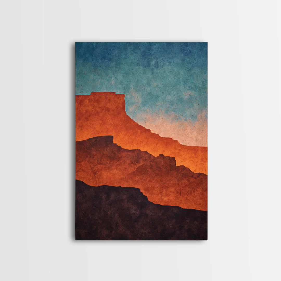 Desert Mesa Panorama Framed Canvas Print, Above Sofa Art, Minimalist Wall Art, Living Room Decor, Fine Art, Statement, ASA-2x3-100
