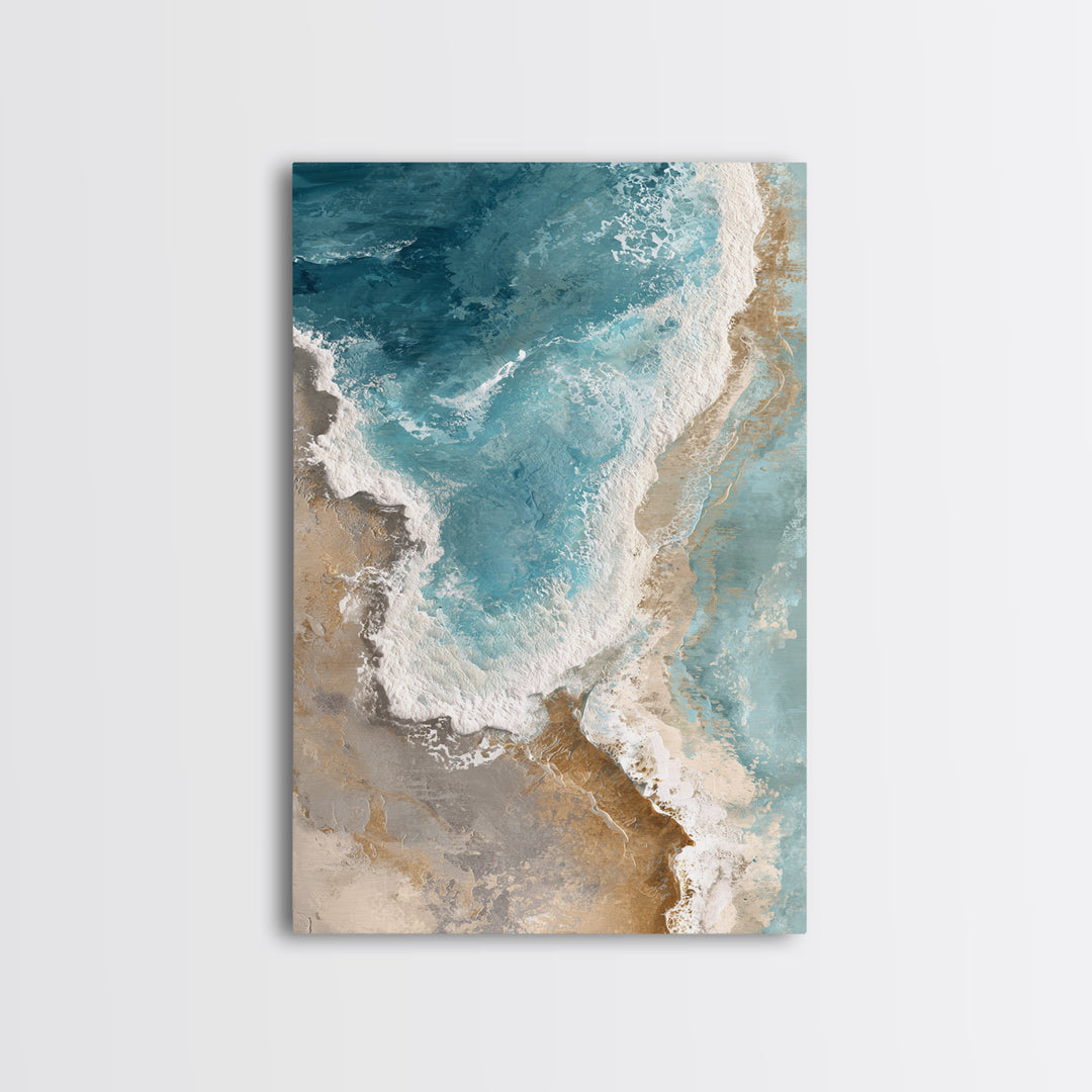 Panoramic Coastal Shoreline from an Aerial View Canvas Print, Above Sofa Art, Bedroom Wall Art, Living Room Decor, Statement, ASA-2x3-11