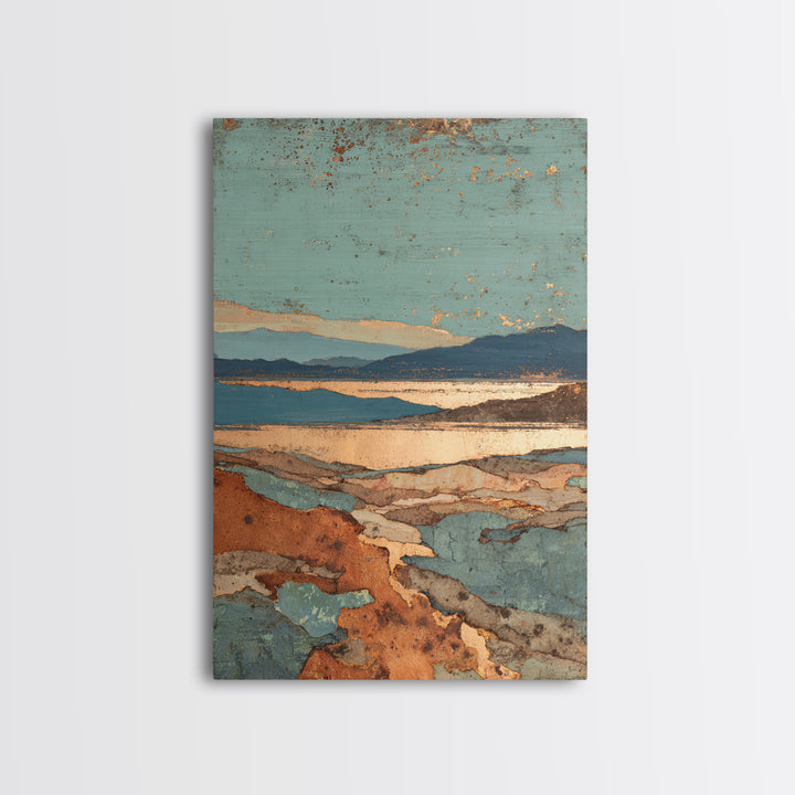 Abstract Canyon Landscape Canvas Print, Above Sofa Art, 3 Piece Wall Art, Living Room Decor, Oil Painting, Statement, ASA-2x3-15