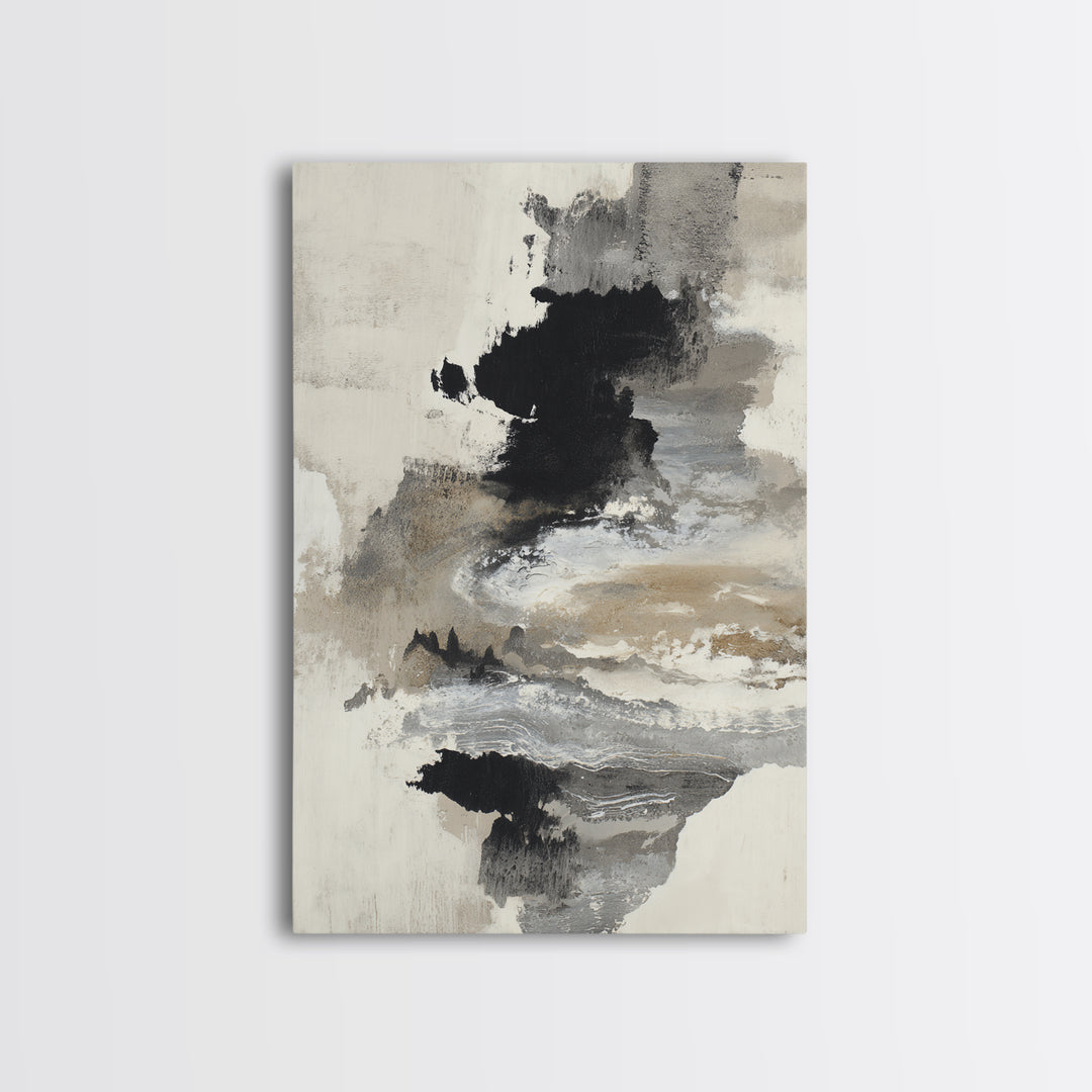 Minimal Black Ink Composition Canvas Print, Above Sofa Art, Oversized Wall Art, Living Room Decor, Fine Art, Statement, ASA-2x3-16