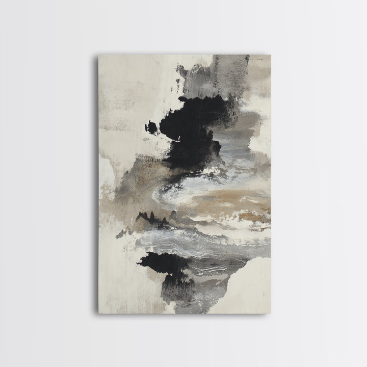 Minimal Black Ink Composition Canvas Print, Above Sofa Art, Oversized Wall Art, Living Room Decor, Fine Art, Statement, ASA-2x3-16