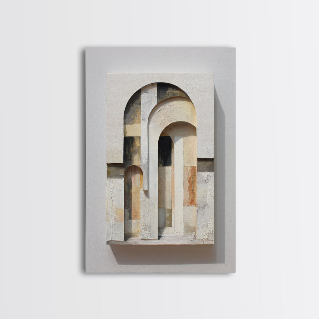 Architectural Arch Study Framed Canvas Print, Above Sofa Art, Textured Painting, Living Room Decor, Abstract Art, Statement, ASA-2x3-17