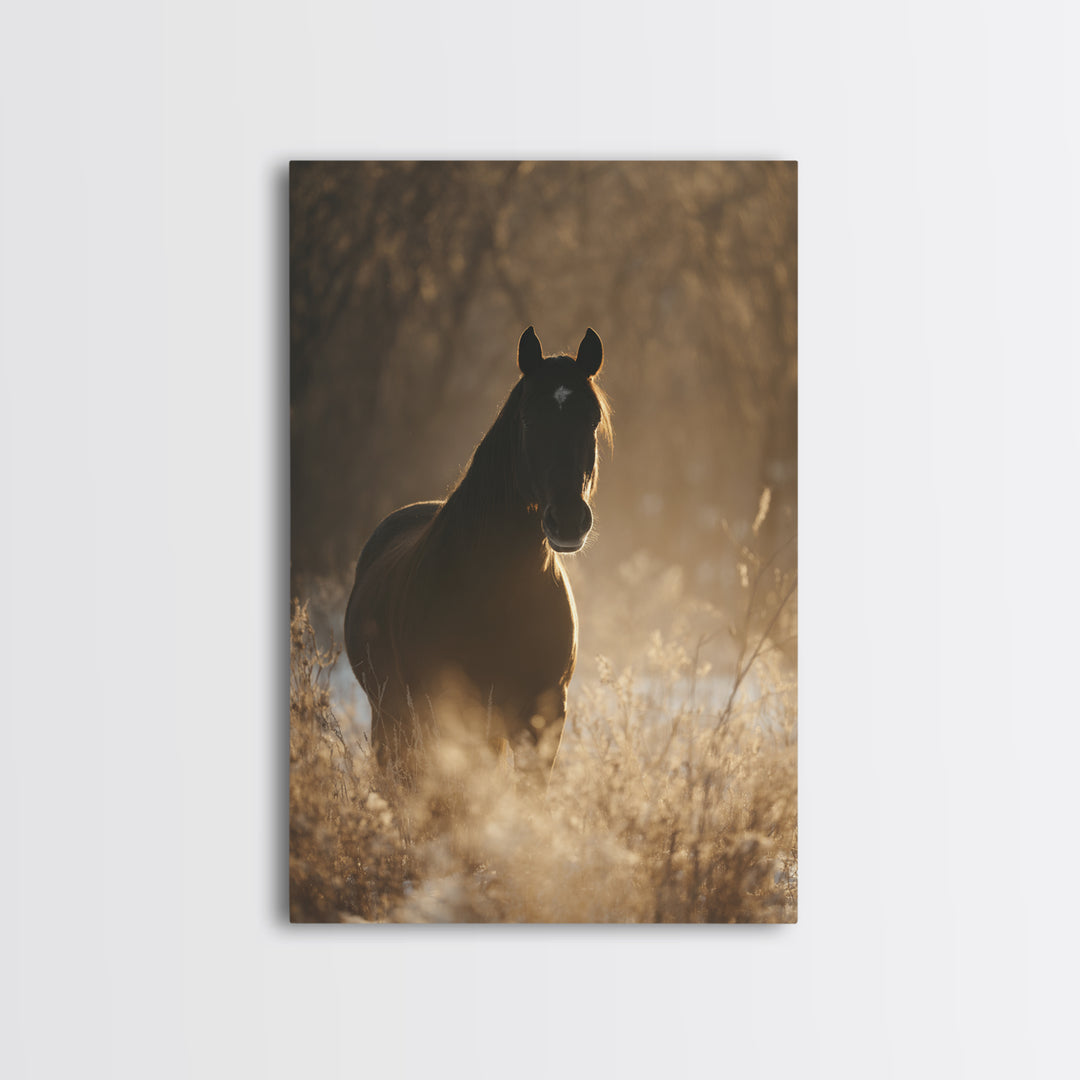 Statement Horse Silhouette Framed Canvas Print, Above Sofa Art, Boho Decor, Living Room Decor, Oil Painting, Statement, ASA-2x3-21