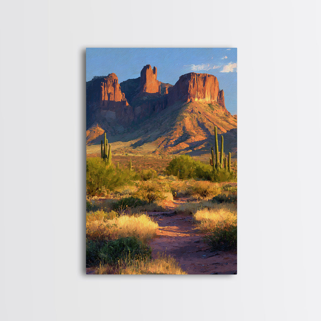 Desert Mesa Panorama Framed Canvas Print, Above Sofa Art, Modern Art, Living Room Decor, Fine Art, Statement, Art Print, ASA-2x3-4