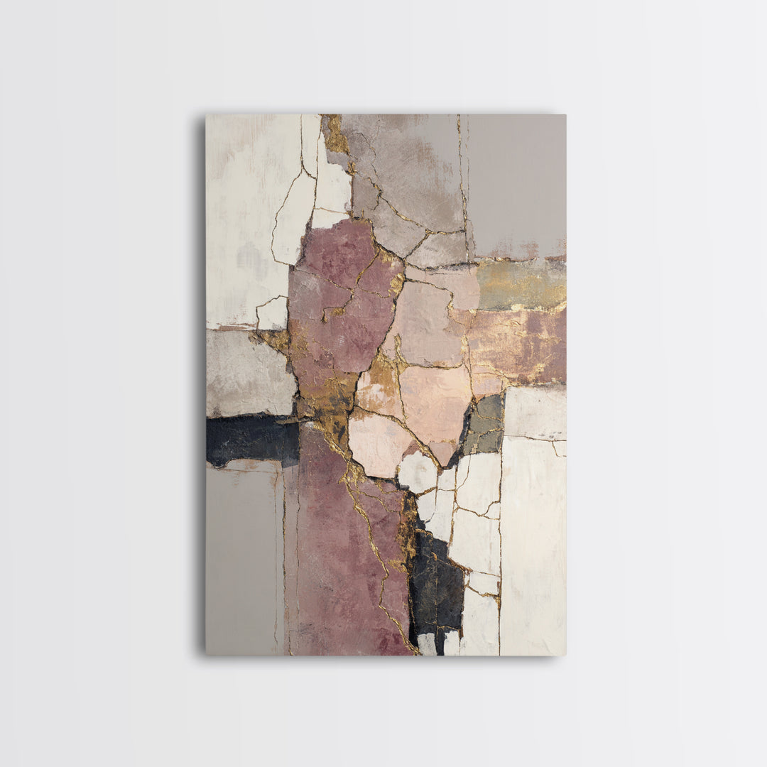 Textured Plaster Abstract Framed Canvas Print, Above Sofa Art, Neutral Decor, Living Room Decor, Abstract Art, Statement, ASA-2x3-43
