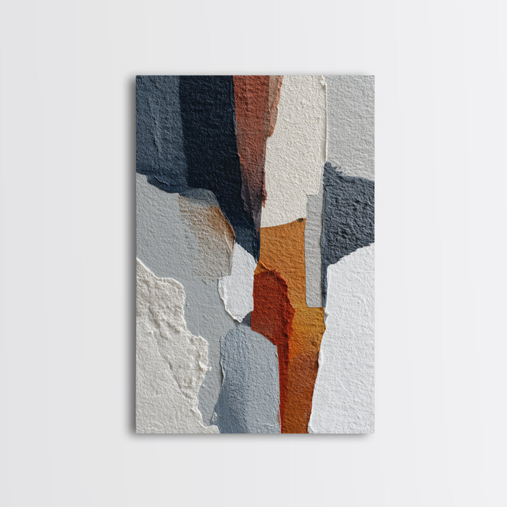 Luxury Monochrome Stone Composition Framed Canvas Print, Above Sofa Art, Minimalist Wall Art, Living Room Decor, Oil Painting, ASA-2x3-51