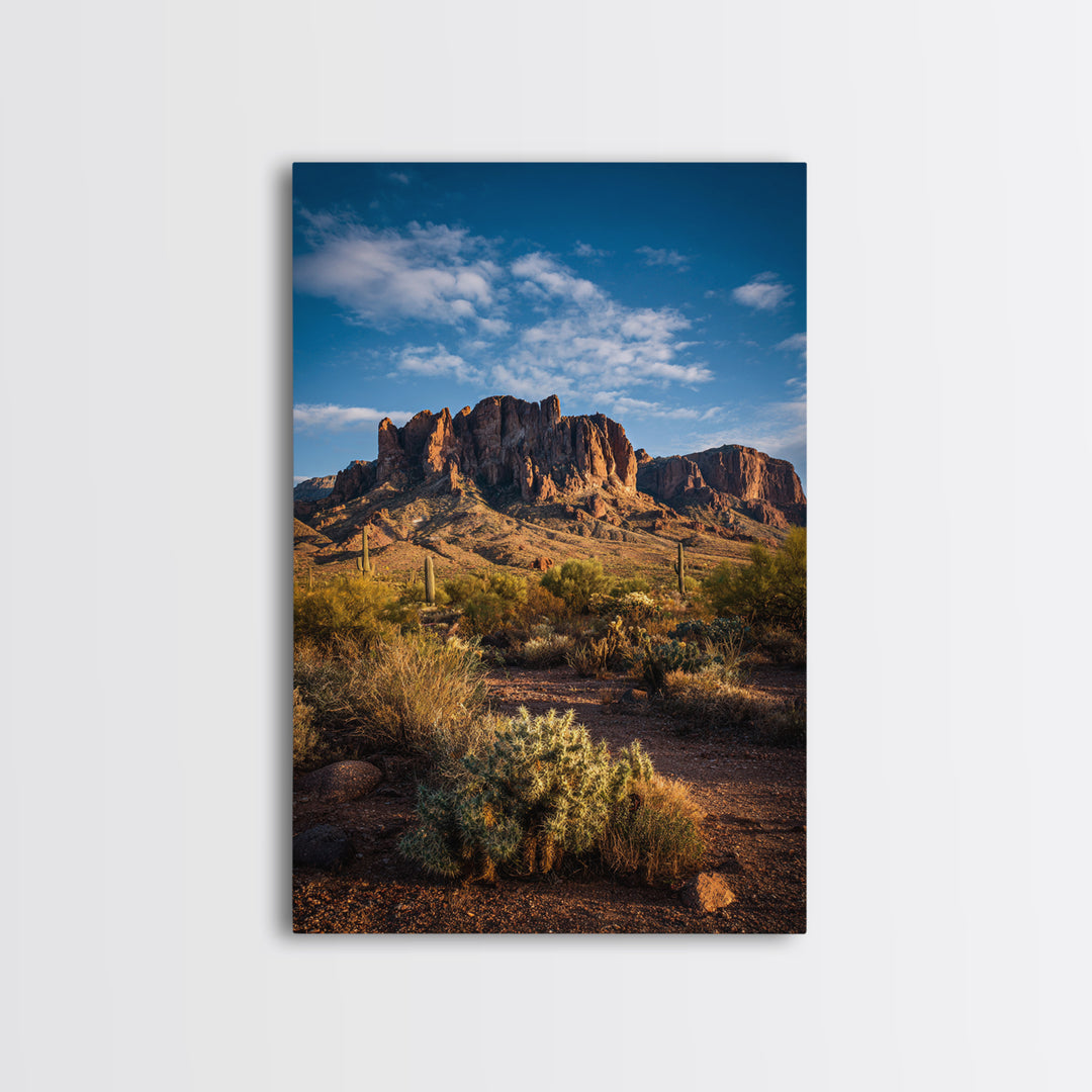 Desert Mesa Panorama Framed Canvas Print, Above Sofa Art, Bauhaus Print, Living Room Decor, Fine Art, Statement, ASA-2x3-52