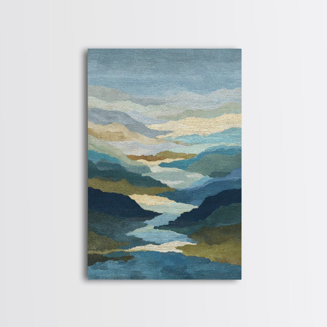 Abstract River Bends Framed Canvas Print, Above Sofa Art, Botanical Wall Art, Living Room Decor, Fine Art, Statement, ASA-2x3-55