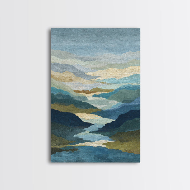 Abstract River Bends Framed Canvas Print, Above Sofa Art, Botanical Wall Art, Living Room Decor, Fine Art, Statement, ASA-2x3-55