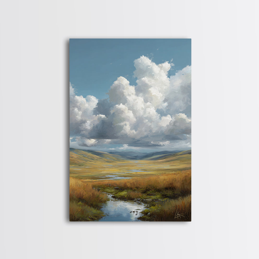 Dramatic Cloudscape over a Distant Valley Canvas Print, Above Sofa Art, Home Decor, Living Room Decor, Fine Art, Statement, ASA-2x3-61