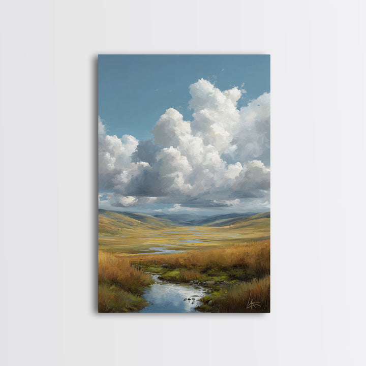 Dramatic Cloudscape over a Distant Valley Canvas Print, Above Sofa Art, Home Decor, Living Room Decor, Fine Art, Statement, ASA-2x3-61