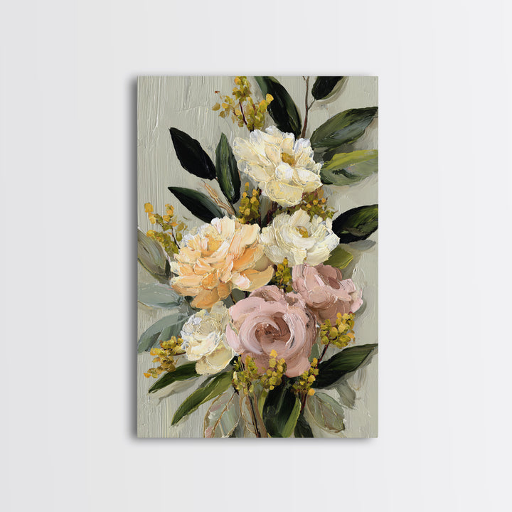 Large Expressive Floral Bouquet Canvas Print, Above Sofa Art, Wall Art, Living Room Decor, Statement, Horizontal Wall Art, ASA-2x3-62