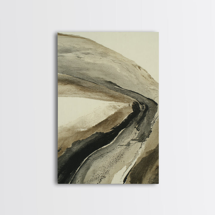 Minimal Black Ink Composition Framed Canvas Print, Above Sofa Art, Gallery Decor, Living Room Decor, Fine Art, Statement, ASA-2x3-64
