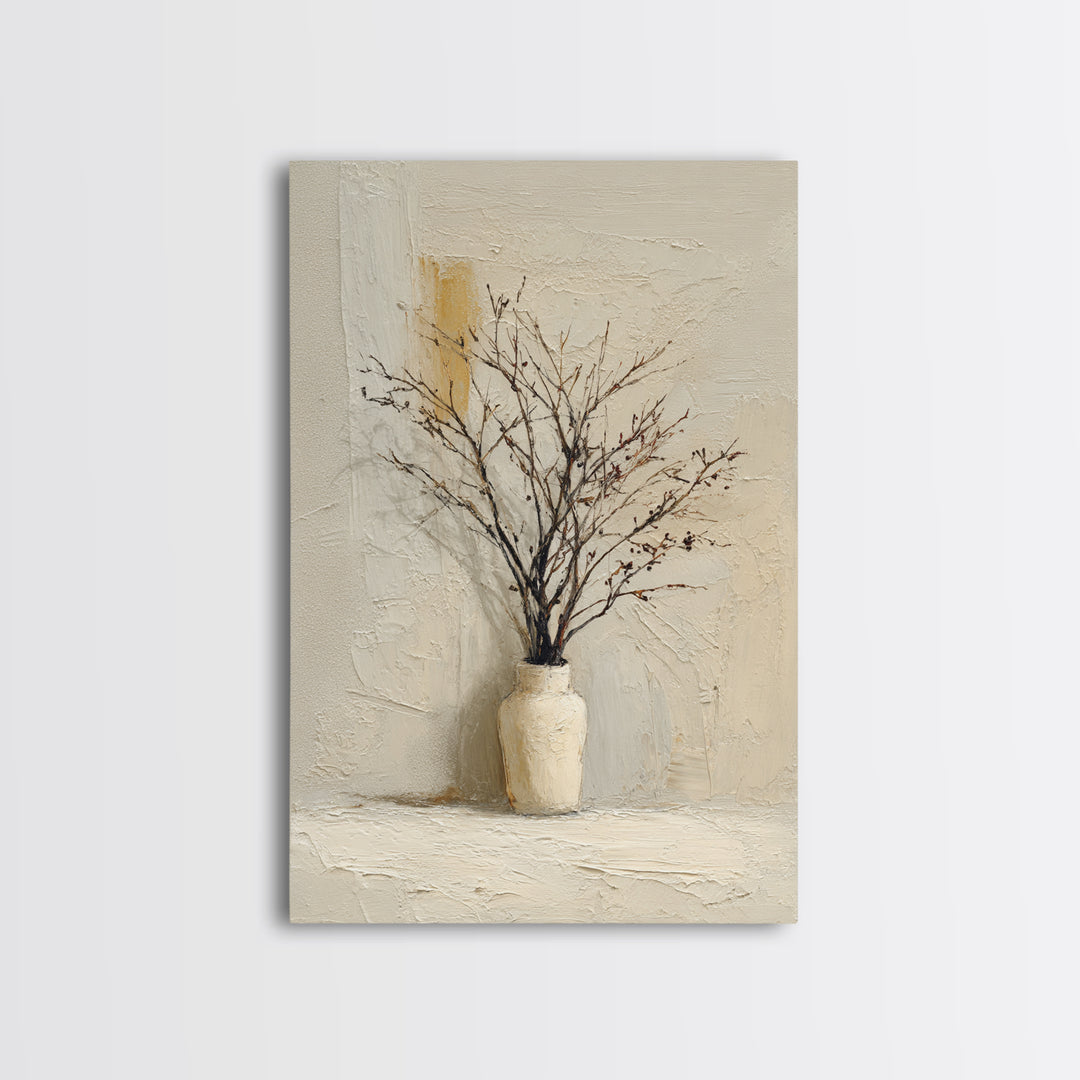 Large Neutral Still Life Canvas Print, Above Sofa Art, Textured Painting, Living Room Decor, Oil Painting, Statement, ASA-2x3-70
