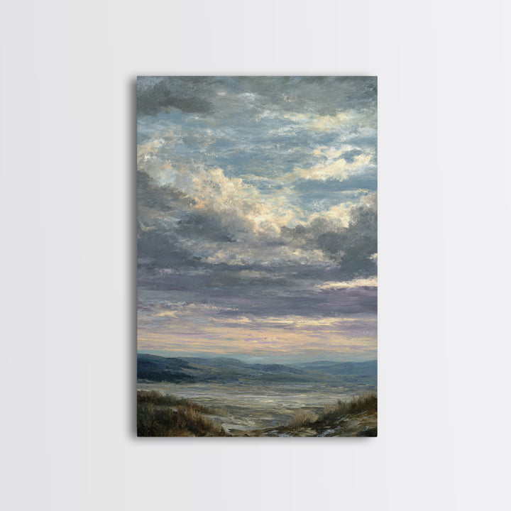 Dramatic Cloudscape over a Distant Valley Canvas Print, Above Sofa Art, Textured Wall Art, Living Room Decor, Statement, ASA-2x3-85