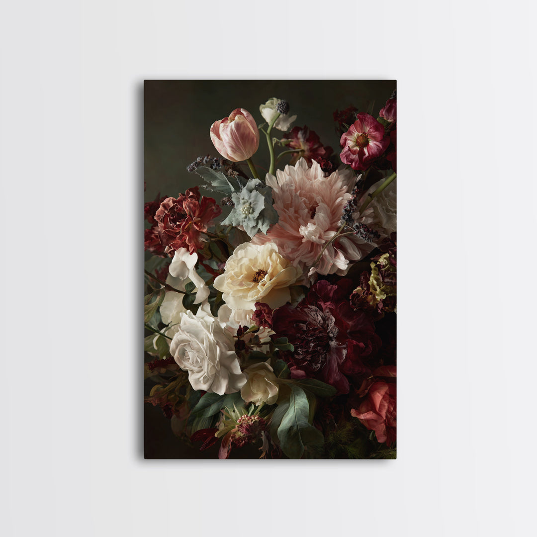 Large Expressive Floral Bouquet Canvas Print, Above Sofa Art, Wall Art, Living Room Decor, Statement, Horizontal Wall Art, ASA-2x3-86