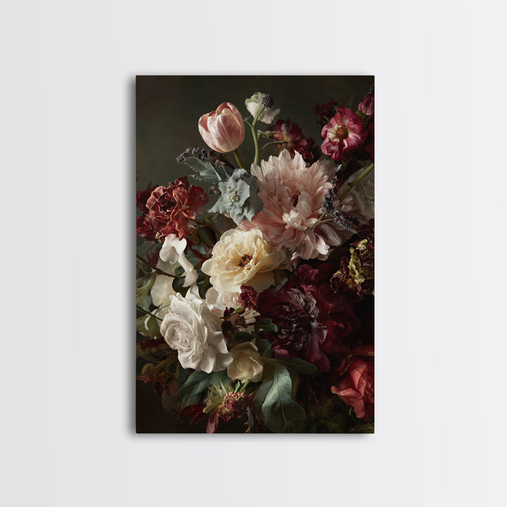 Large Expressive Floral Bouquet Canvas Print, Above Sofa Art, Wall Art, Living Room Decor, Statement, Horizontal Wall Art, ASA-2x3-86