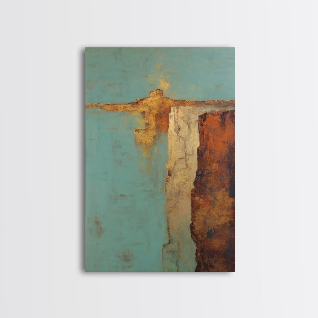 Abstract Canyon Landscape Framed Canvas Print, Above Sofa Art, Large Wall Art, Living Room Decor, Oil Painting, Statement, ASA-2x3-87