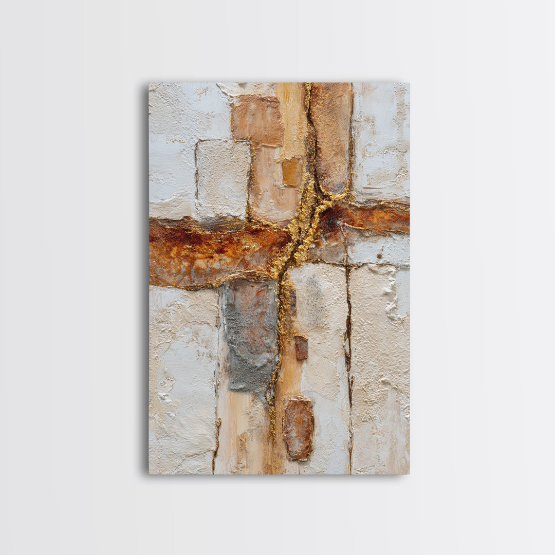 Textured Plaster Abstract Canvas Print, Above Sofa Art, Framed Wall Art, Living Room Decor, Abstract Art, Statement, ASA-2x3-91