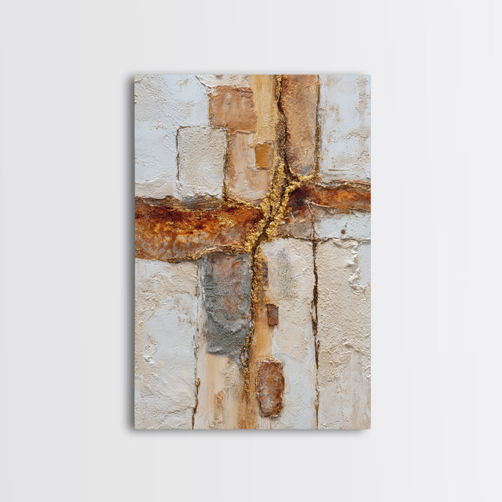 Textured Plaster Abstract Canvas Print, Above Sofa Art, Framed Wall Art, Living Room Decor, Abstract Art, Statement, ASA-2x3-91